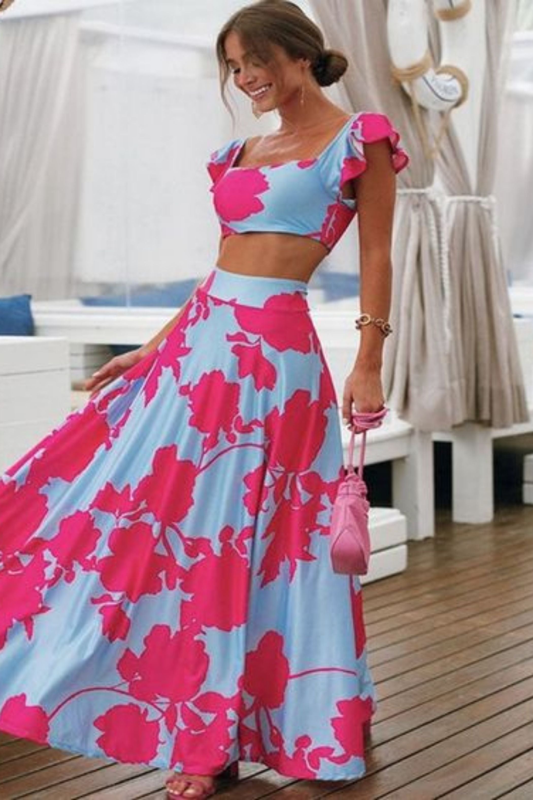 ROSE BLOUSE AND FLARE SKIRT